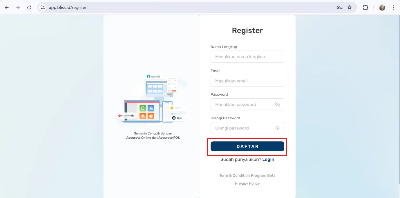 3 registrasi akun bliss